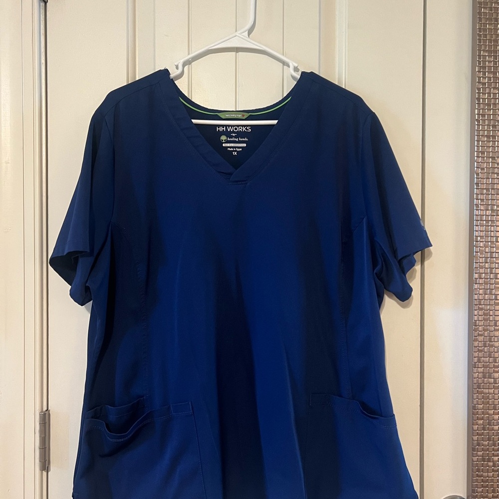 Healing Hands Navy Scrub Top